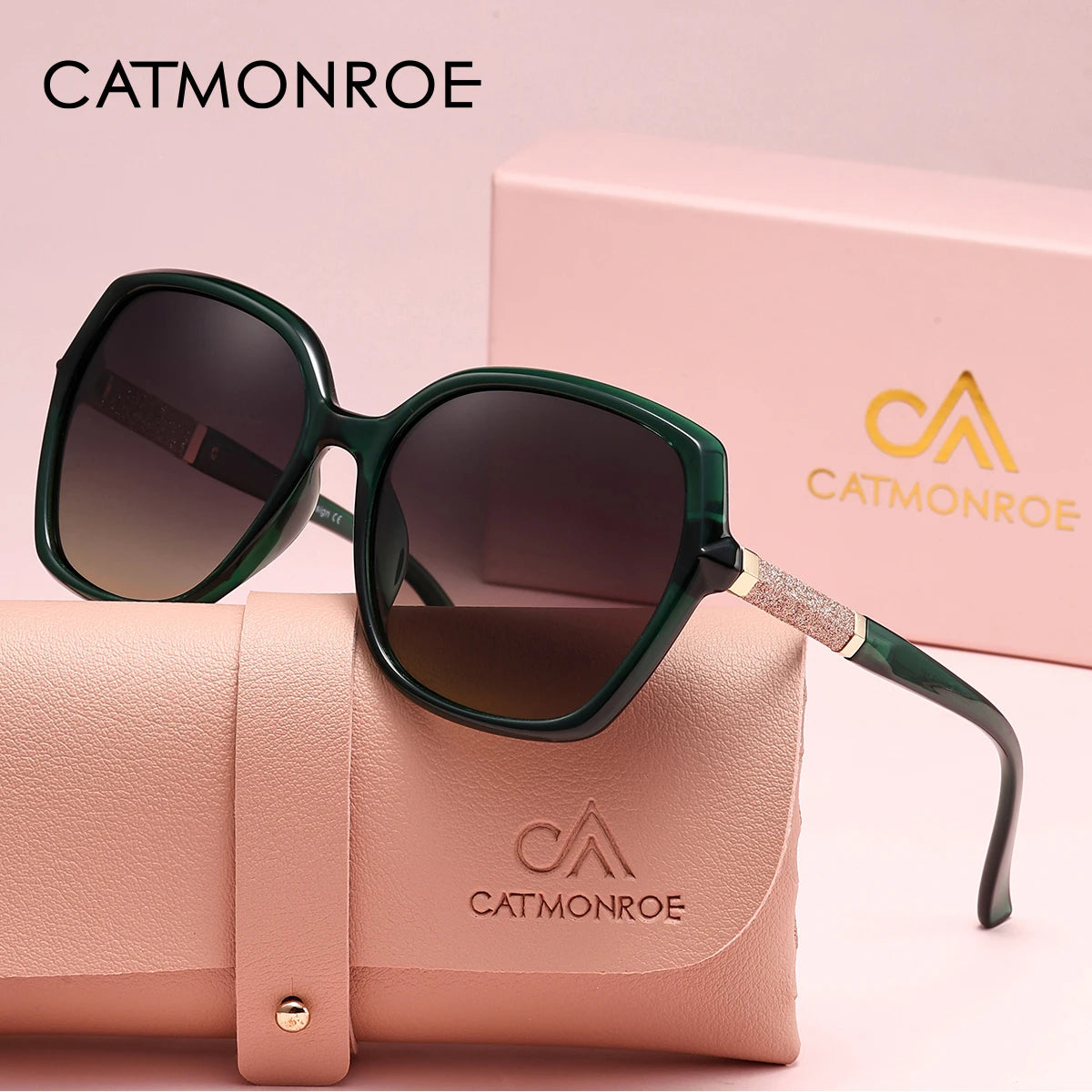CATMONROE Luxury Polarized Women Sunglasses Butterfly Frame Pink Gift Box Fashion UV400 Sun Glasses Apparel Accessories