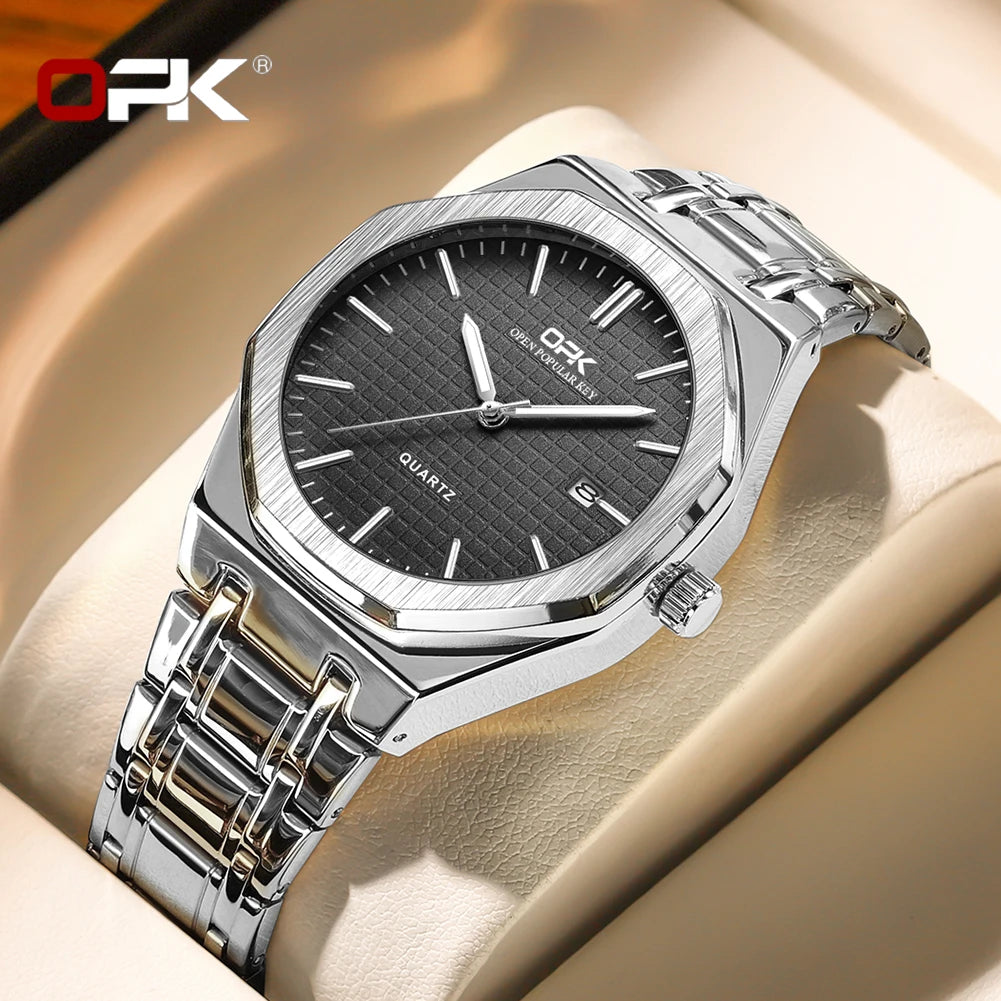 OPK 8139 Luminous Waterproof Stainless Steel Watch