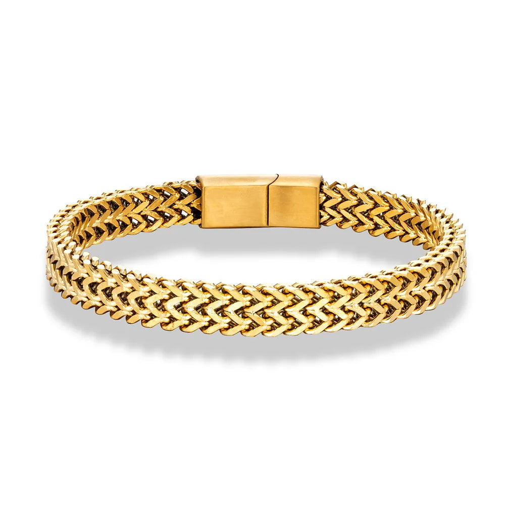 MKENDN 18K Gold-Plated Double Chain Men's Bracelet