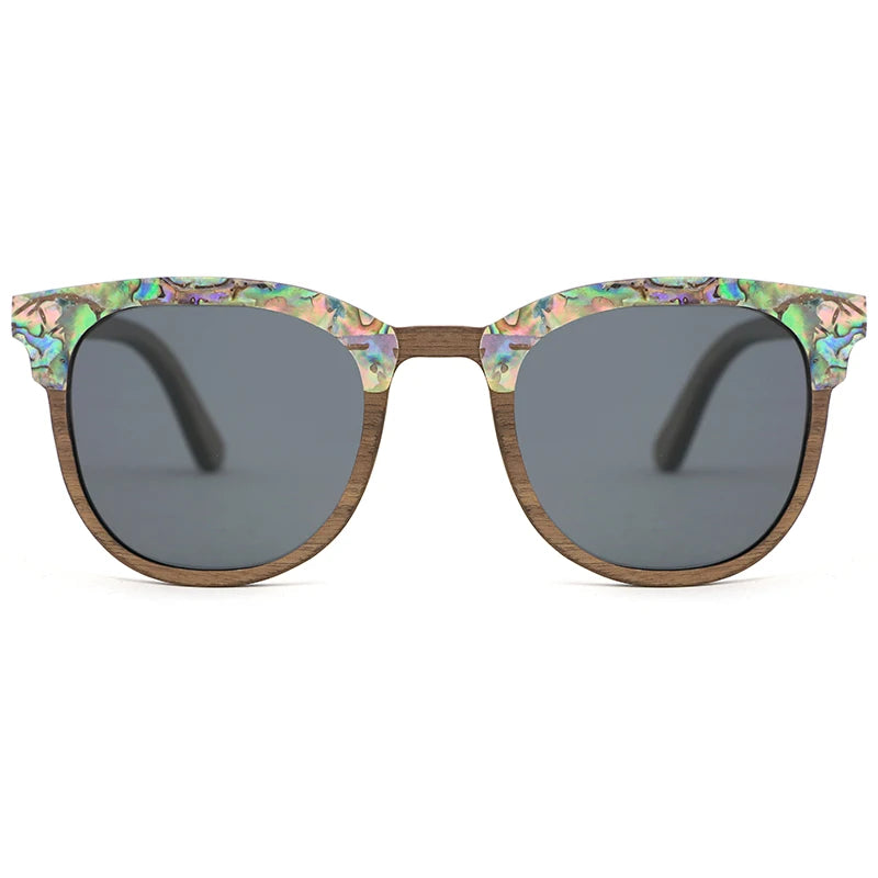 Abalone Seashell Wood Polarized Sunglasses