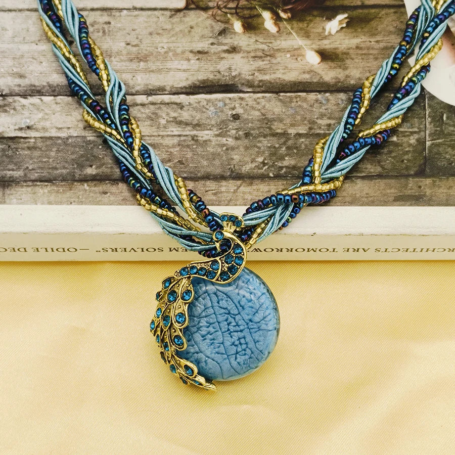 Bohemian Multilayer Crystal Pendant Necklace