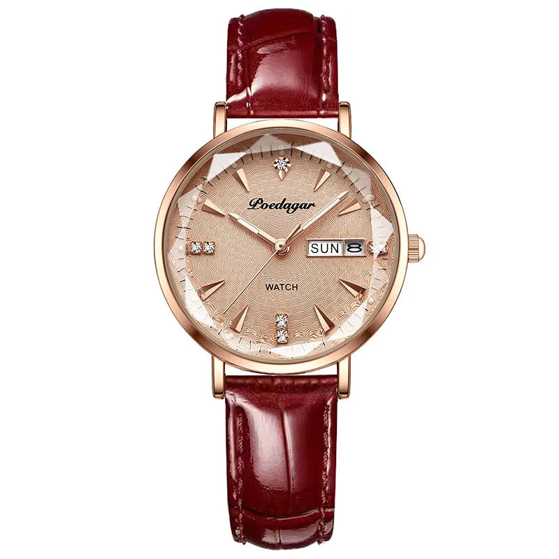 Luxury Ultra-thin Leather Ladies Watch - Waterproof & Luminous