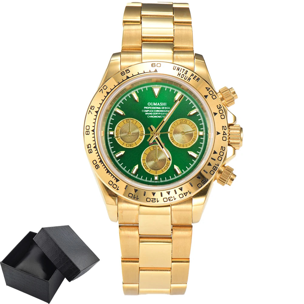 Luxury Custom Gold Chronograph Watch 39.3mm