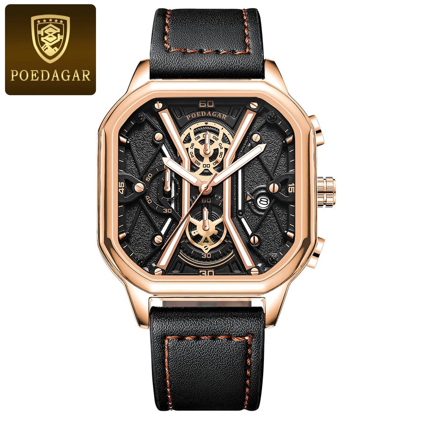 POEDAGAR Luxury Luminous Chronograph Men's Watch