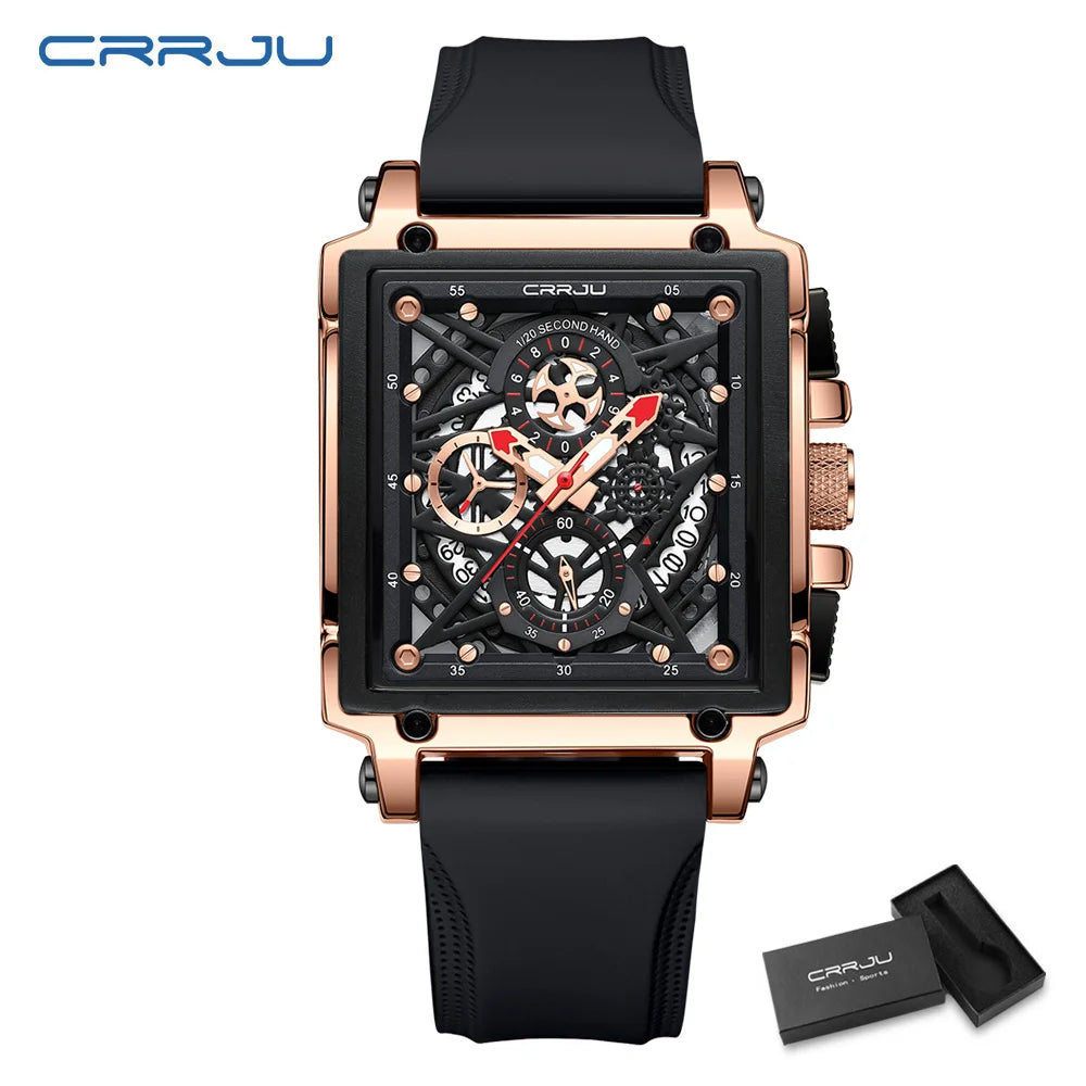 CRRJU Men's Chronograph Sports Watch - Silicone Strap