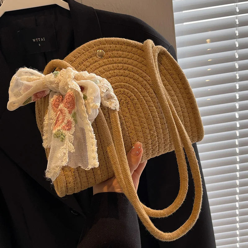 Bohemian Straw Crossbody Bag - Chic & Versatile