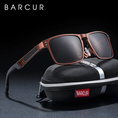 BARCUR Aluminium Magnesium Sunglasses Square Men Sunglasses Polarized Male Sun glasses Women  Sport Eyewear Oculos de sol