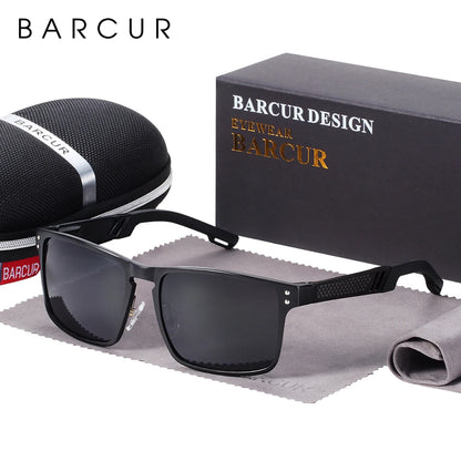 BARCUR Aluminium Magnesium Sunglasses Square Men Sunglasses Polarized Male Sun glasses Women  Sport Eyewear Oculos de sol