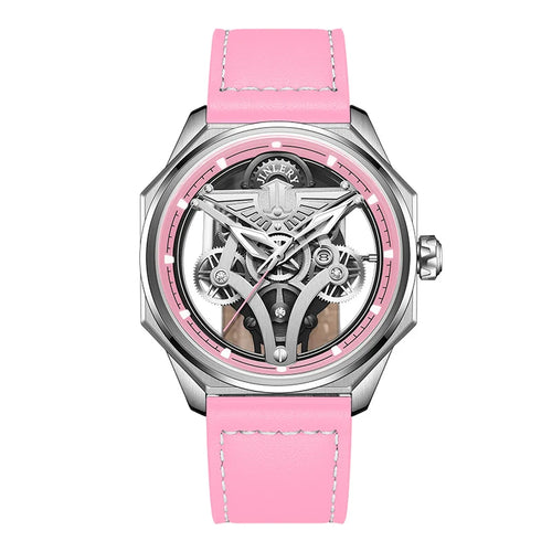 Jinlery relógio mecânico automático para homens luminoso relógio de pulso luxo safira cristal esqueleto mechan relógios relogio masculino