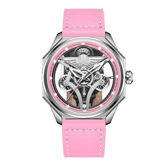 Jinlery relógio mecânico automático para homens luminoso relógio de pulso luxo safira cristal esqueleto mechan relógios relogio masculino