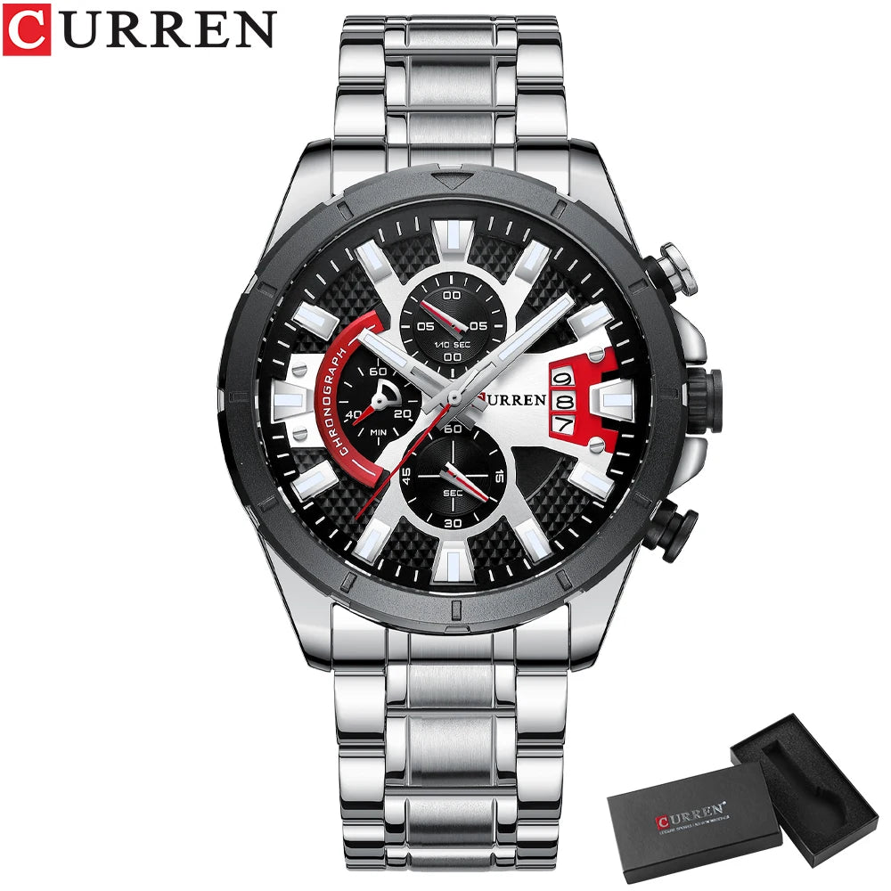CURREN Luxury Steel Quartz Chronograph Watch