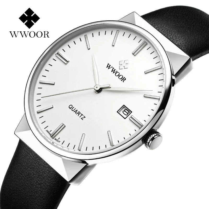 WWOOR Men's Luxury Leather Quartz Watch