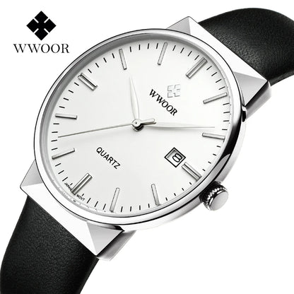 WWOOR Men's Luxury Leather Quartz Watch