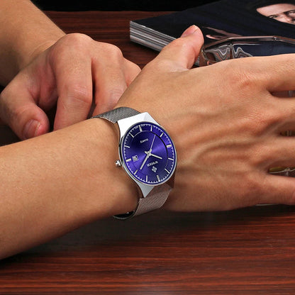 WWOOR Watch Men Luxury Ultra-thin Casual Mens Watch Blue Waterproof Stainless Steel Quartz Auto Date Fashion Watches Mens 2024