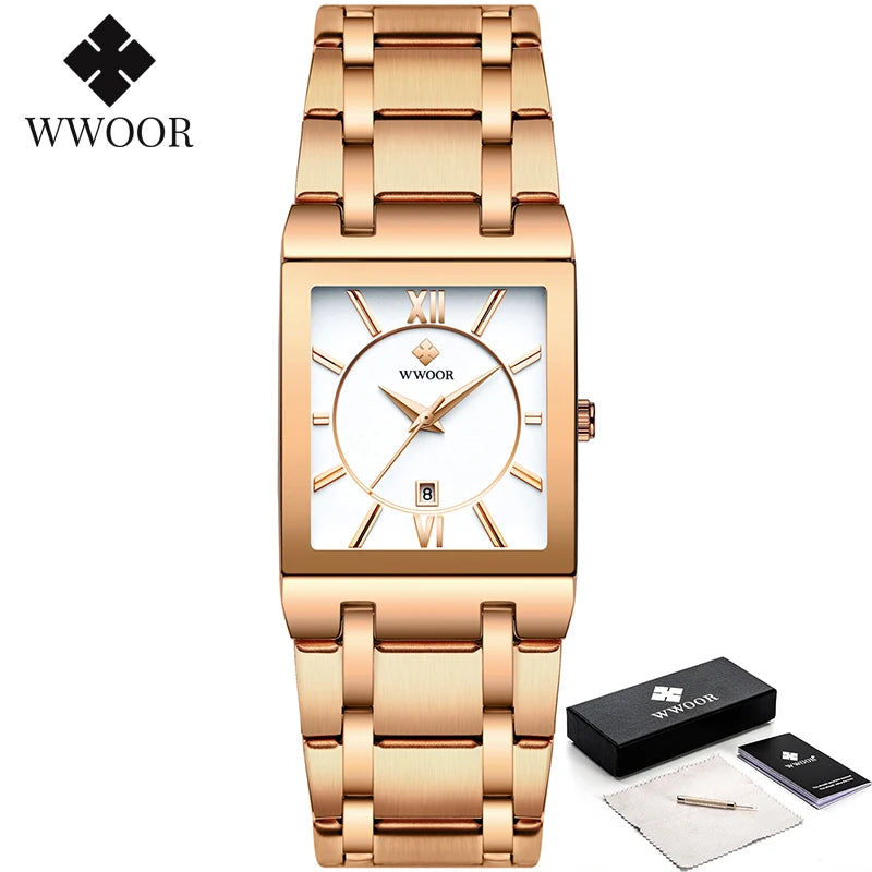 WWOOR Men's Luxury Golden Quartz Watch