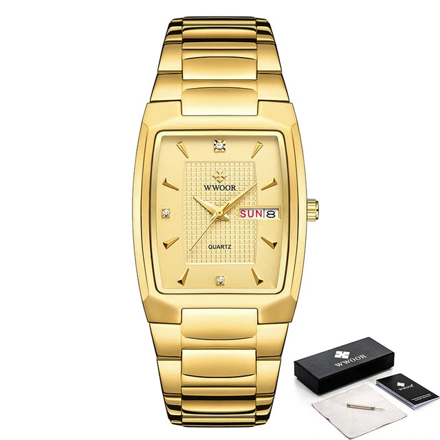WWOOR Luxury Gold Quartz Watch with Date Display