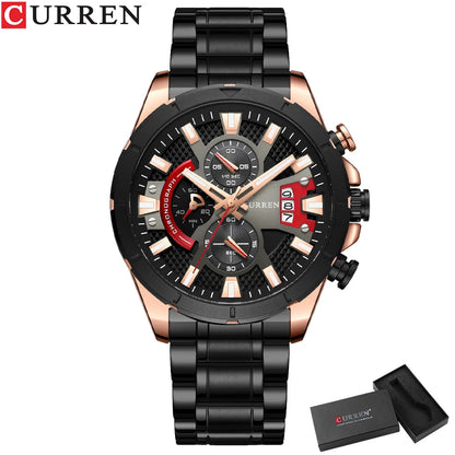 CURREN Luxury Steel Quartz Chronograph Watch