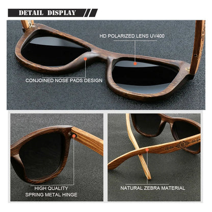 Óculos de bambu natural artesanal para homens, padrão esculpido, óculos de sol polarizados, UV400, moda, 2023