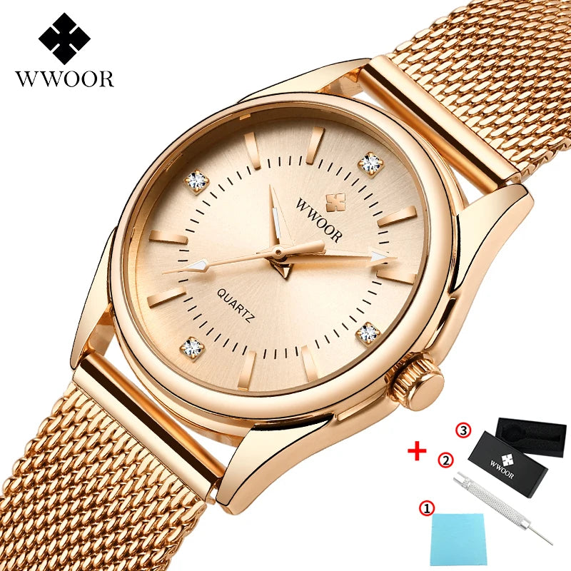 WWOOR Rose Gold Luxury Diamond Women's Watch
