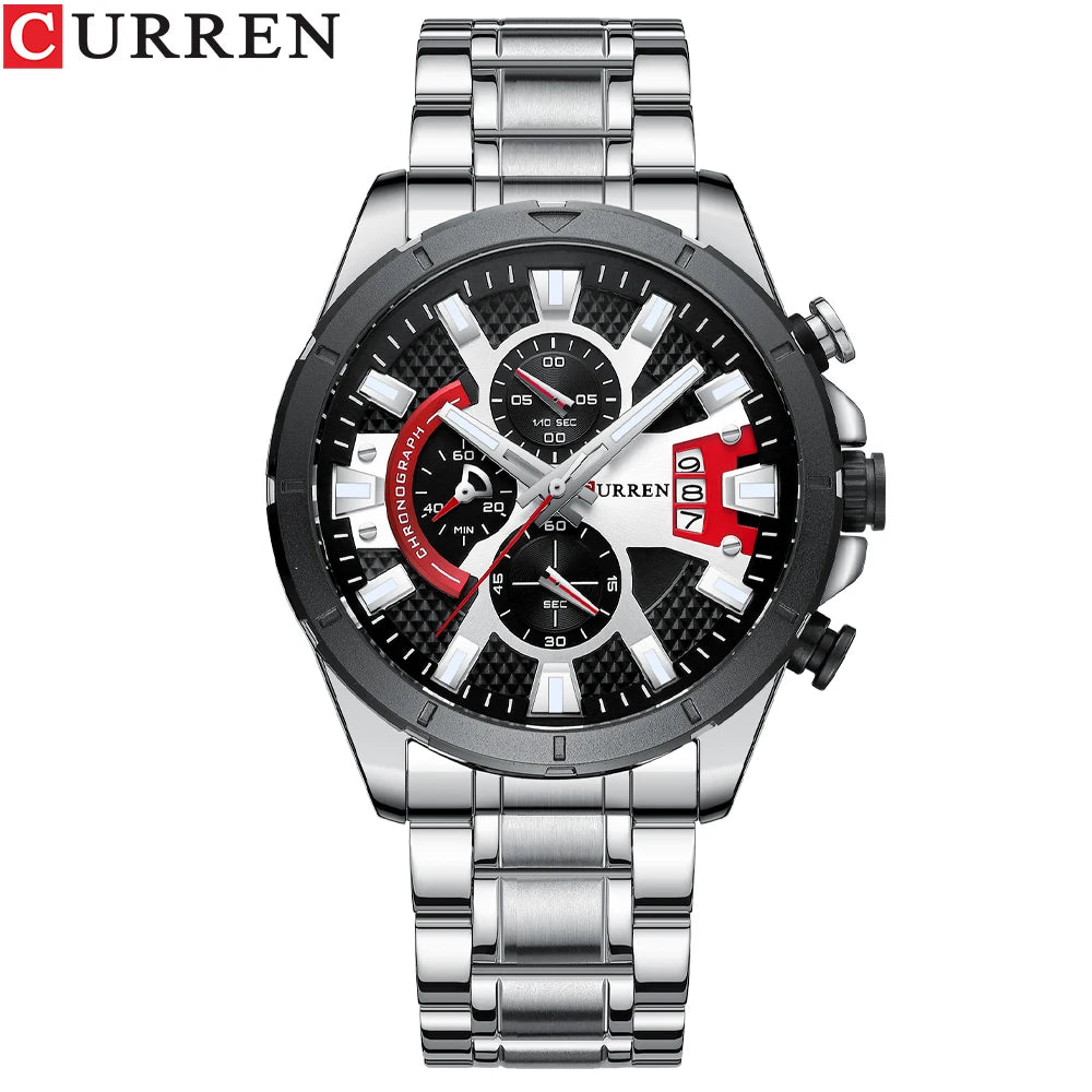 CURREN Luxury Steel Quartz Chronograph Watch