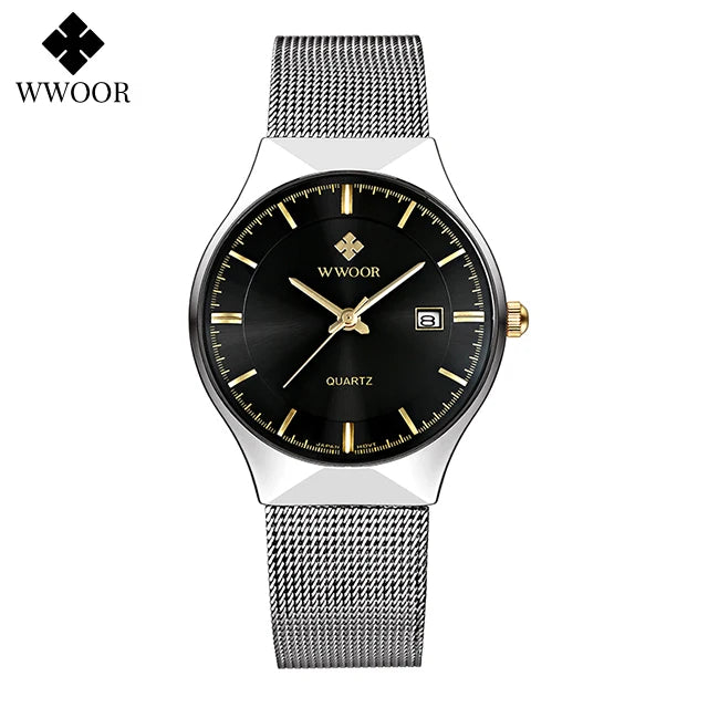 WWOOR Ultra Thin Gold Quartz Men's Watch