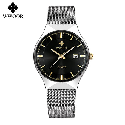 WWOOR Ultra Thin Gold Quartz Men's Watch