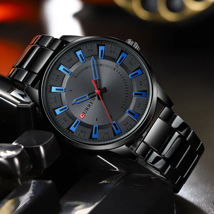 CURREN New Fashion Simple Style Men Watches Quartz Wristwatches Stainless Steel Band Clock Male with box