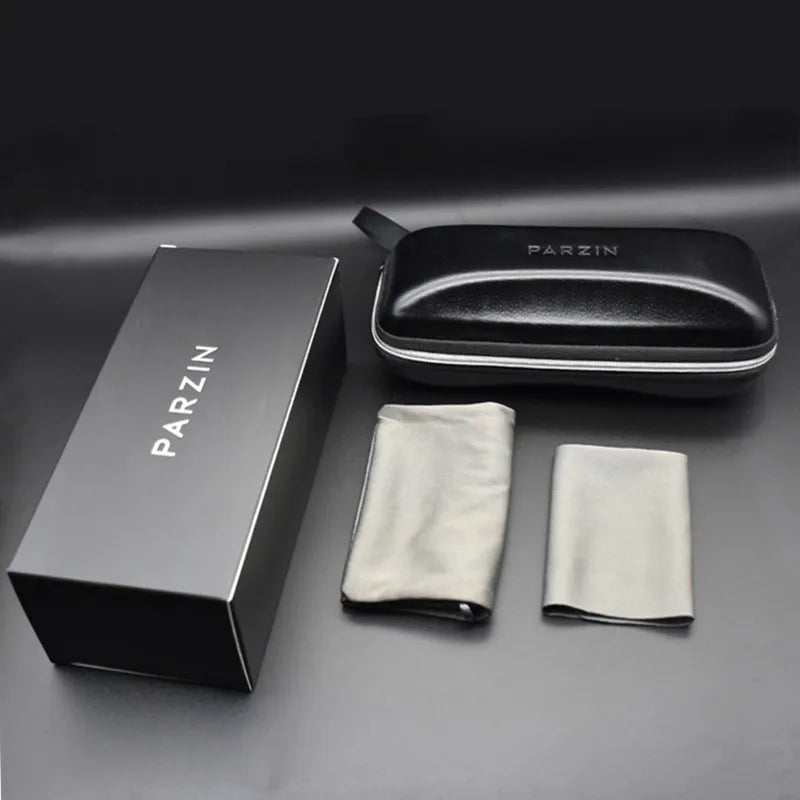 PARZIN-Óculos de sol luxuosos para mulheres, óculos de sol polarizados para dirigir, tons femininos vintage, preto com embalagem, PZ18