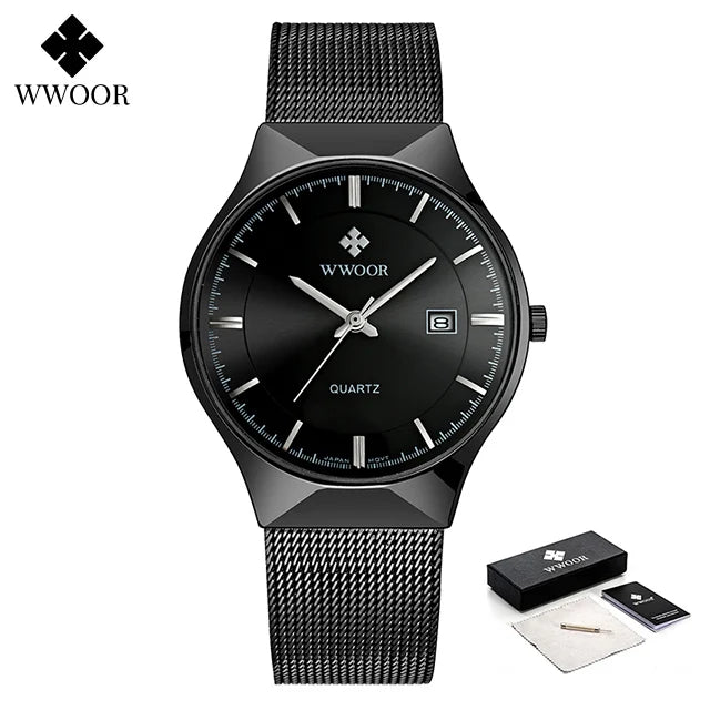 WWOOR Ultra Thin Gold Quartz Men's Watch