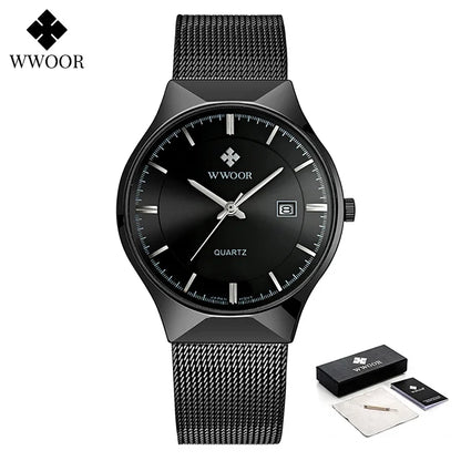 WWOOR Ultra Thin Gold Quartz Men's Watch