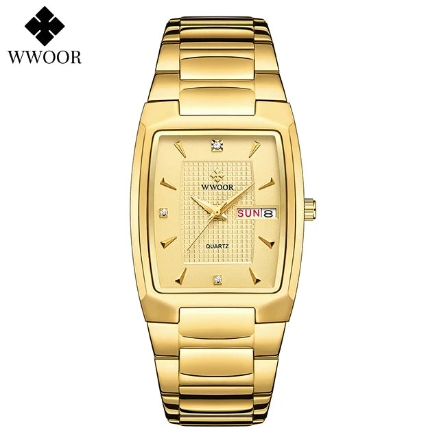 WWOOR Luxury Gold Quartz Watch with Date Display