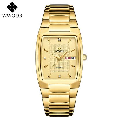 WWOOR Luxury Gold Quartz Watch with Date Display