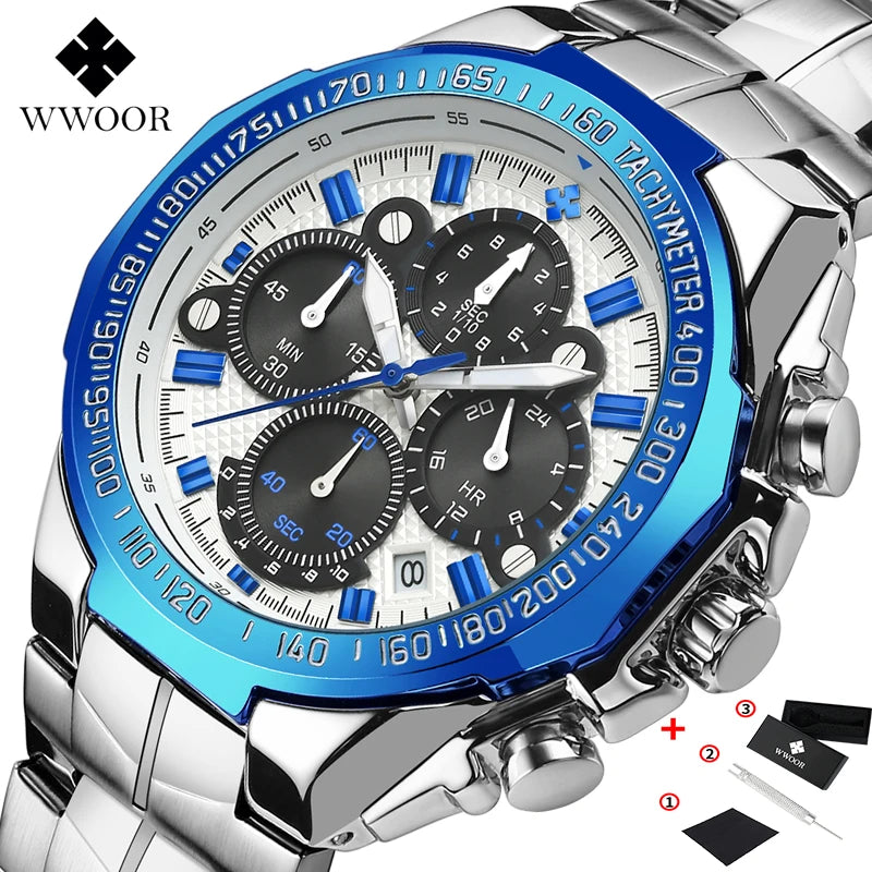 WWOOR Luxury Sport Chronograph Watch for Men