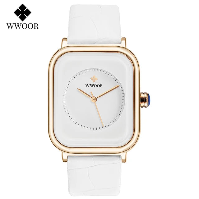 WWOOR Minimalist White Leather Women's Watch 2026