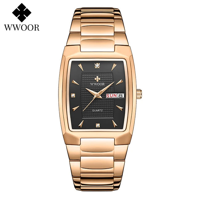 WWOOR Luxury Gold Quartz Watch with Date Display