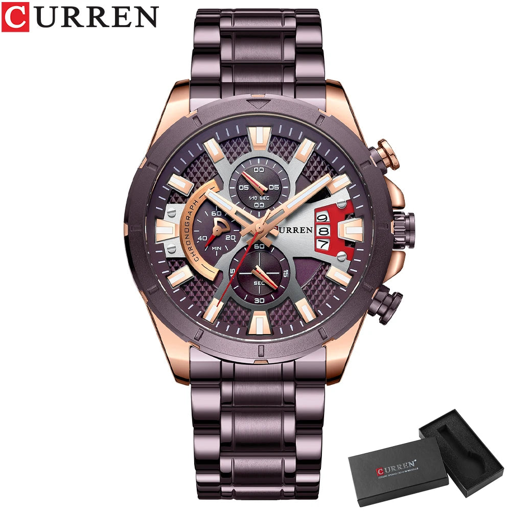CURREN Luxury Steel Quartz Chronograph Watch