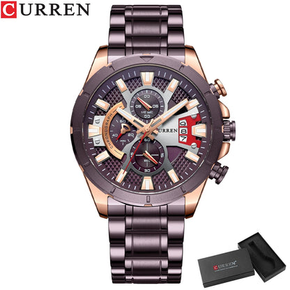 CURREN Luxury Steel Quartz Chronograph Watch