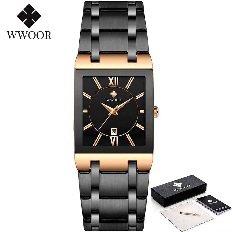 WWOOR Men's Luxury Golden Quartz Watch