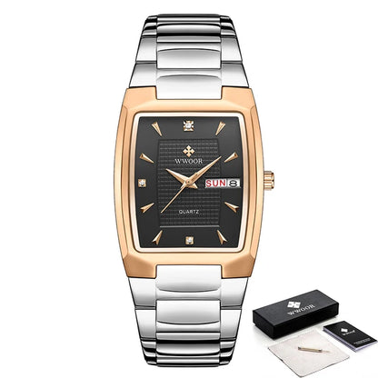 WWOOR Luxury Gold Quartz Watch with Date Display