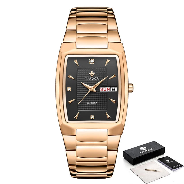 WWOOR Luxury Gold Quartz Watch with Date Display