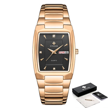 WWOOR Luxury Gold Quartz Watch with Date Display