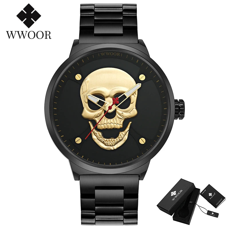 WWOOR Skull Design Luxury Men's Quartz Watch