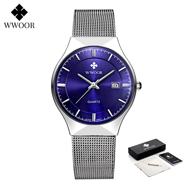 WWOOR Ultra Thin Gold Quartz Men's Watch