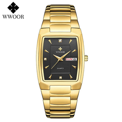 WWOOR Luxury Gold Quartz Watch with Date Display
