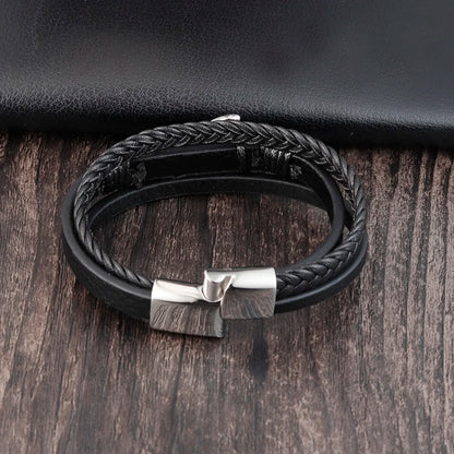 Punk Stainless Steel Anchor Bracelets Genuine Leather Bracelet & Bangles for Men Jewelry Black Color Fashion Gift