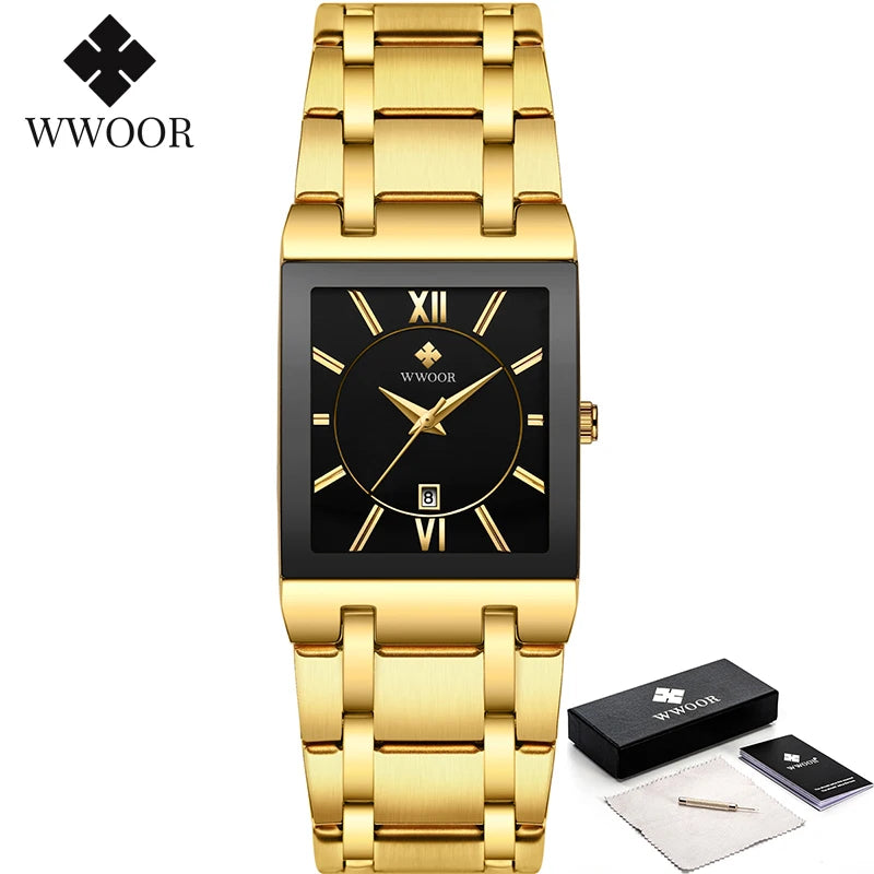 WWOOR Men's Luxury Golden Quartz Watch