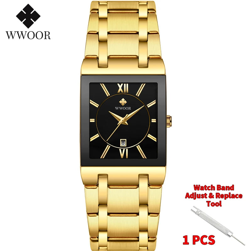 WWOOR Men's Luxury Golden Quartz Watch