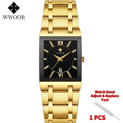 WWOOR Men's Luxury Golden Quartz Watch