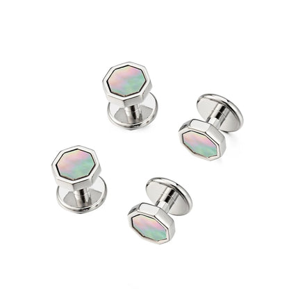 Elegant Mother of Pearl Cufflinks & Tuxedo Studs Set