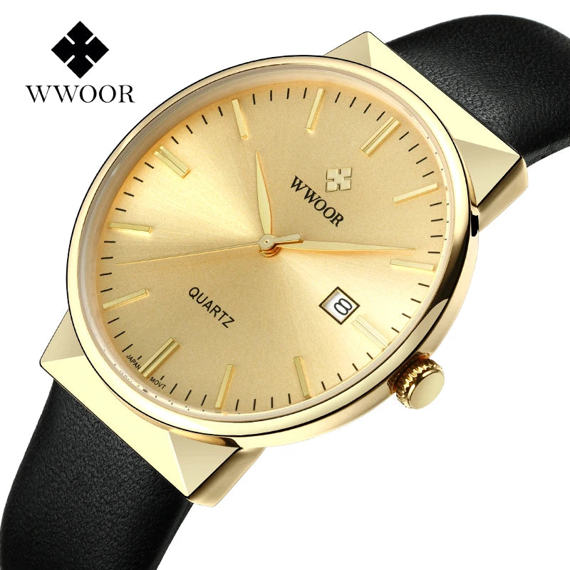 WWOOR Men's Luxury Leather Quartz Watch